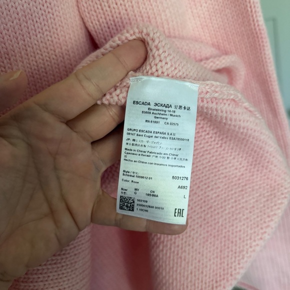 Escada Sport Schinkel Mock-Neck Sweater Wool Pink Rose Pullover - Picture 3 of 7